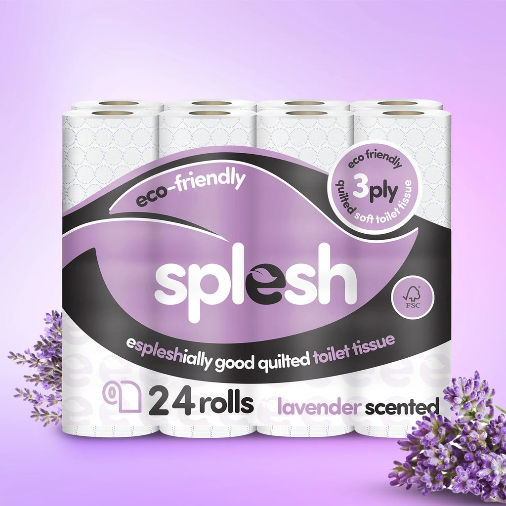 Splesh Toilet Roll Soft & Quilted 3-Ply Lavender Scented Toilet Tissue, 24 Rolls