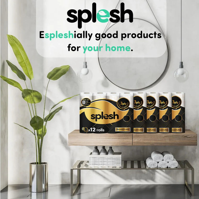 Splesh Toilet Roll Signature Scented 12 Rolls|Quilted 3-Ply Soft Toilet Paper