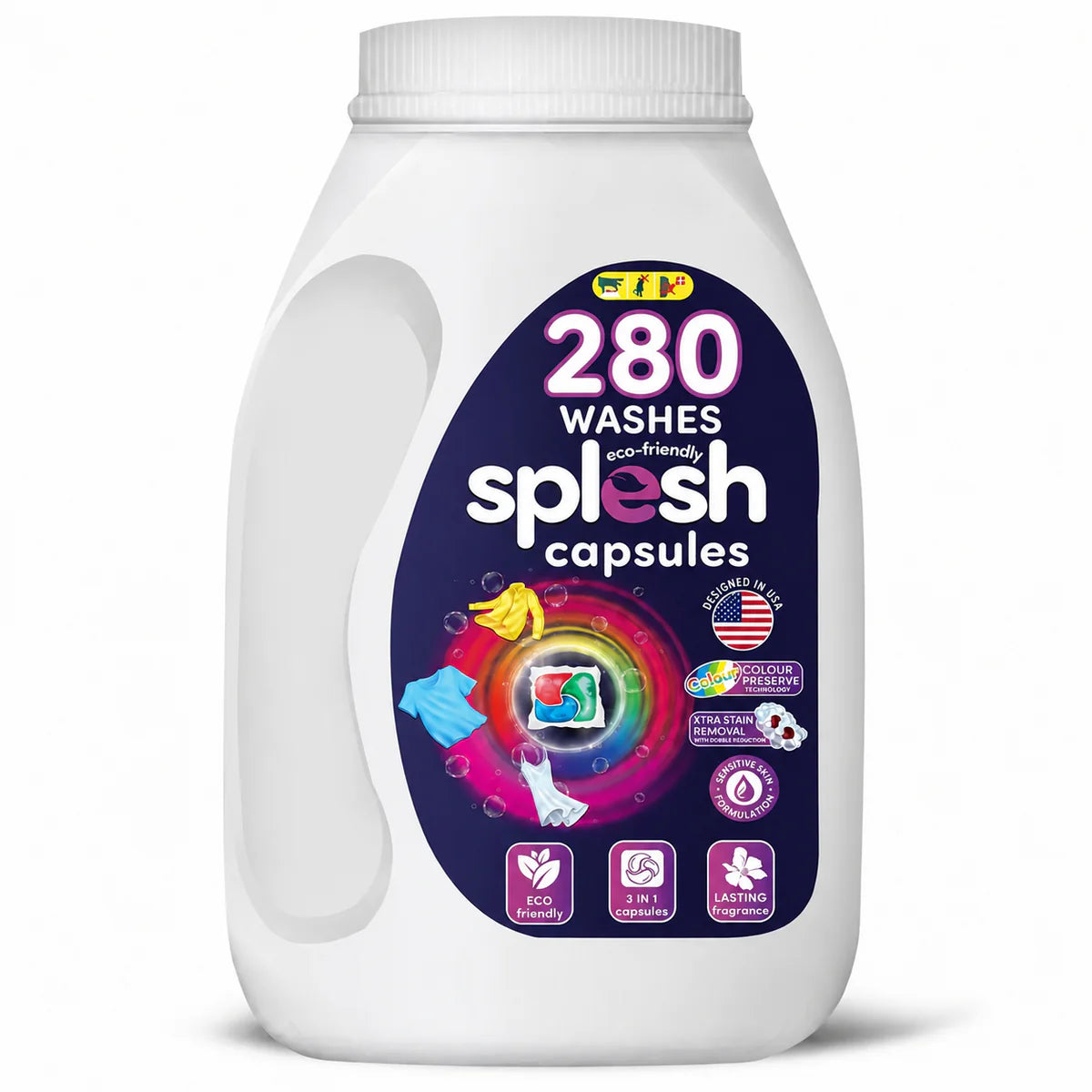 Splesh Xtra Stain Removal 3in1 Laundry Capsules, 10 Months Supply Bulk Buy 280 Washes