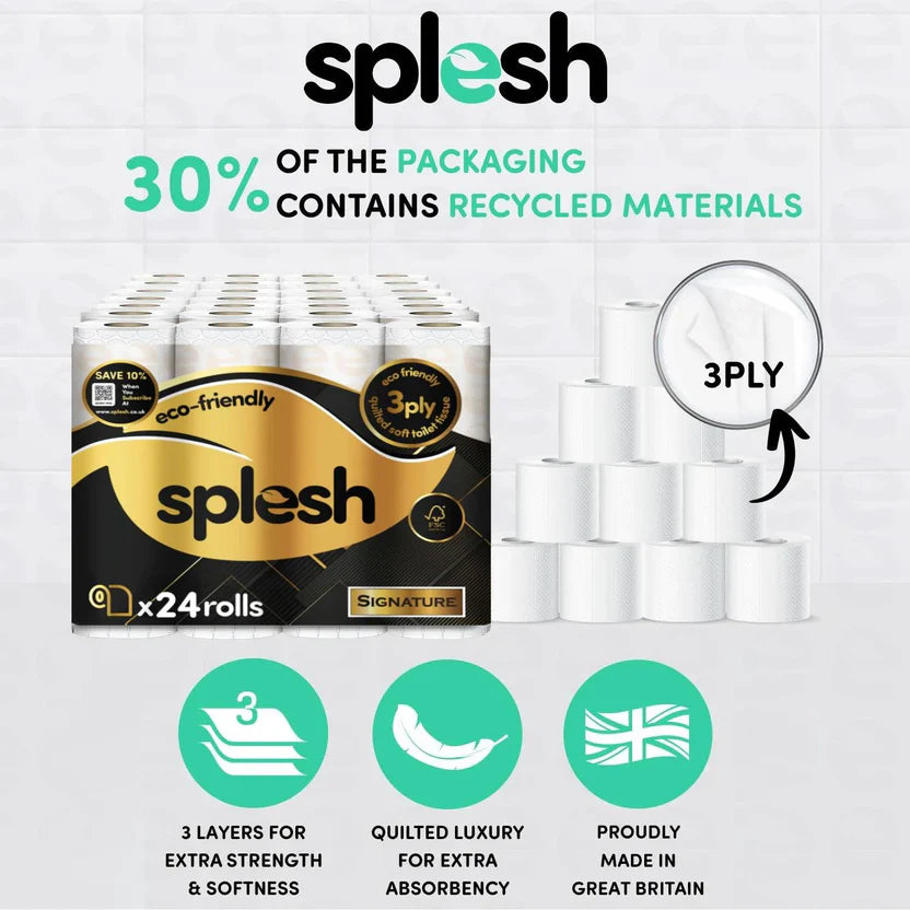 Splesh Toilet Roll Signature Scented 24 Rolls|Quilted 3-Ply Soft Toilet Paper