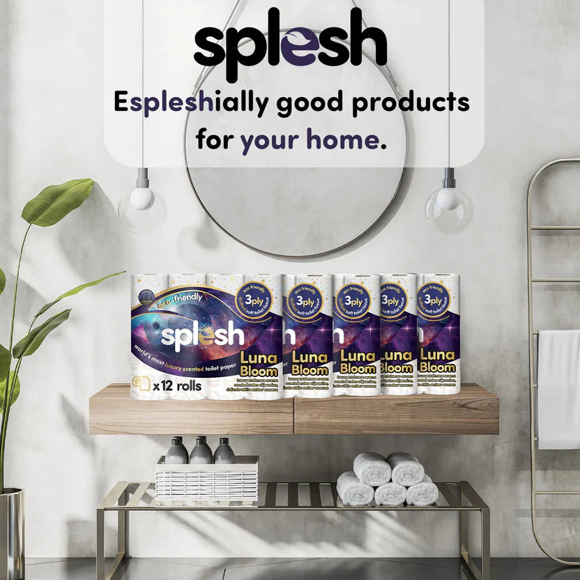 Splesh Quilted Luna Bloom 3-Ply Luxury Scented Toilet Tissue Paper, 12 Rolls