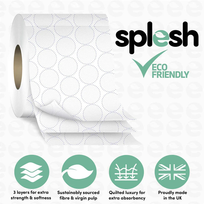 Splesh Quilted Toilet Roll Luxury Vanilla & Marshmallow 3-Ply Soft Toilet Paper, 12 Rolls
