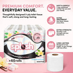 Splesh Quilted Toilet Roll Luxury Vanilla & Marshmallow 3-Ply Soft Toilet Paper, 60 Rolls