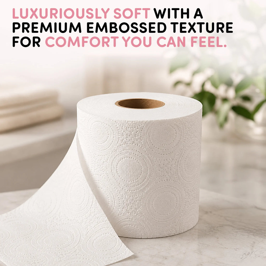 Splesh Quilted Toilet Roll Luxury Vanilla & Marshmallow 3-Ply Soft Toilet Paper, 60 Rolls