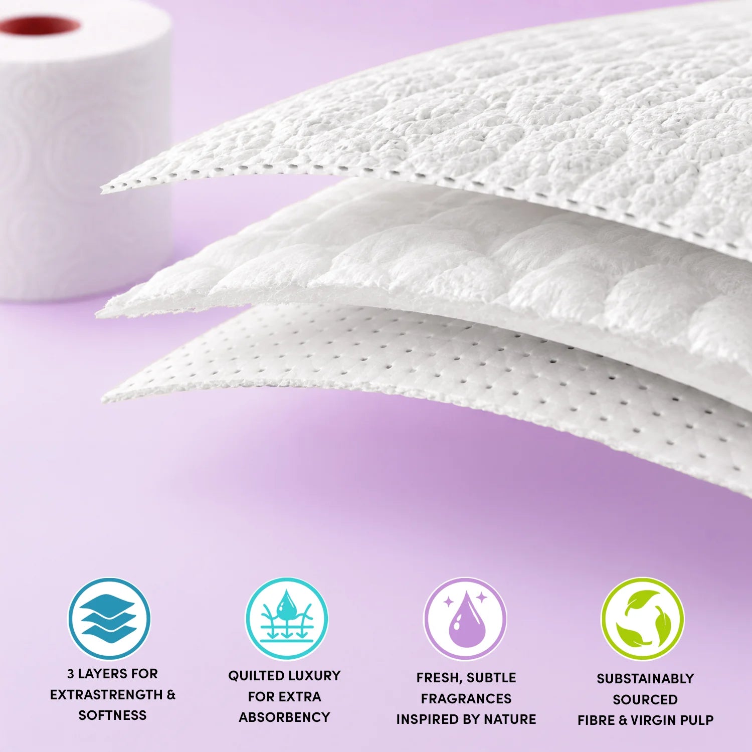 Splesh Toilet Roll Soft & Quilted 3-Ply Lavender Scented Toilet Tissue, 48 Rolls