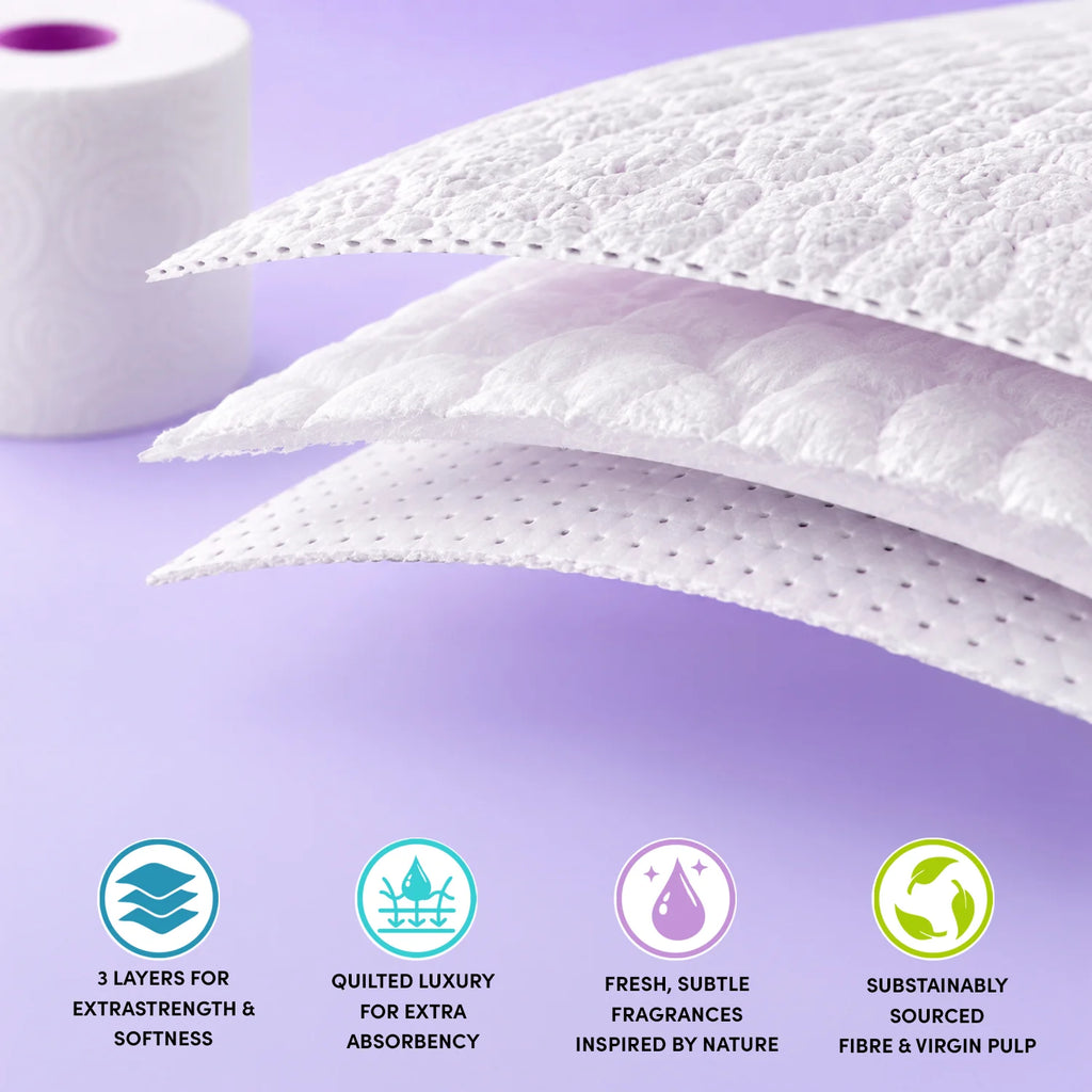 Splesh Quilted Luna Bloom 3-Ply Luxury Scented Toilet Tissue Paper, 24 Rolls