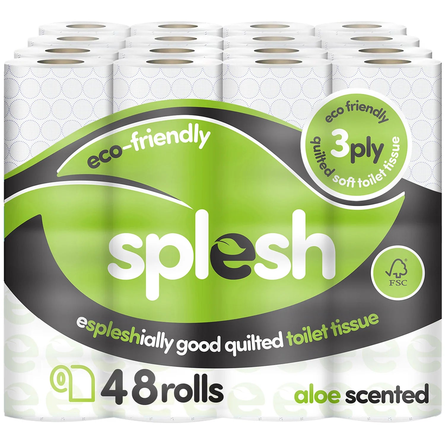 Splesh Toilet Roll Soft & Quilted 3-Ply AloeVera Scented Toilet Tissue, 48 Rolls