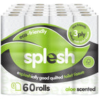 Splesh Toilet Roll Eco-Friendly, Soft & Quilted, Aloe Vera, 60 Rolls