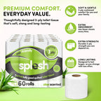 Splesh Toilet Roll Eco-Friendly, Soft & Quilted, Aloe Vera, 60 Rolls