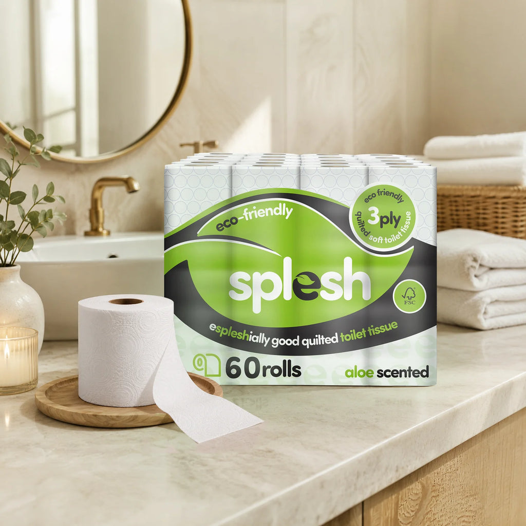 Splesh Toilet Roll Eco-Friendly, Soft & Quilted, Aloe Vera, 60 Rolls