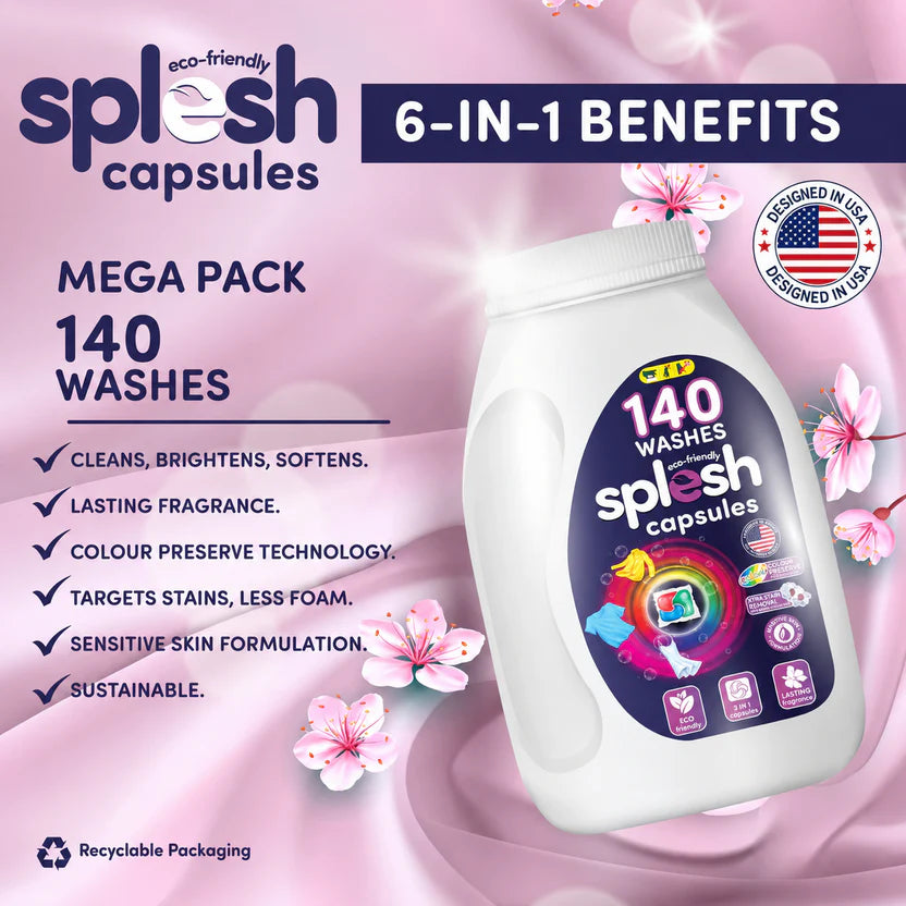 Splesh Xtra Stain Removal 3in1 Laundry Capsules, 10 Months Supply Bulk Buy 280 Washes