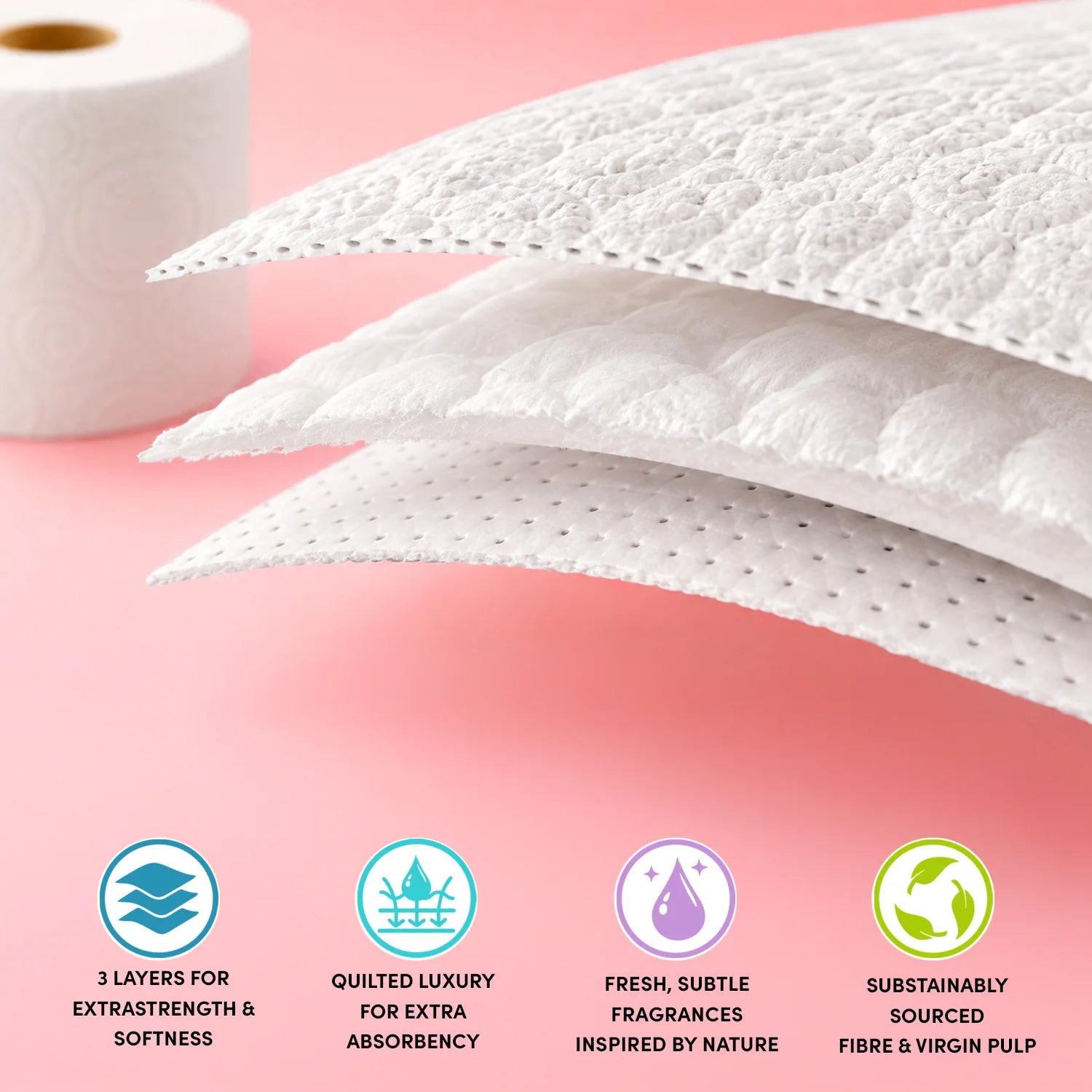 Splesh Quilted Toilet Roll Luxury Watermelon 3-Ply Soft Toilet Paper, 60 Rolls